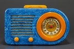 FADA ’Bullet’ 1000 Catalin Radio in Bright Blue Swirl + Yellow